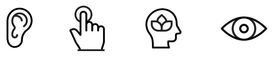 Deze afbeelding beschrijft de 4 principes van de WCAG: waarneembaar, bedienbaar, begrijpelijk en robuust.